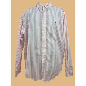 Ralph Lauren Mens Classic Fit Pink Striped Shirt XXL